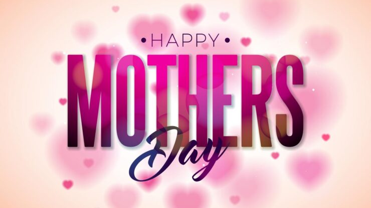 Mothers happy card background greeting heart vector typographic elements flower graphics